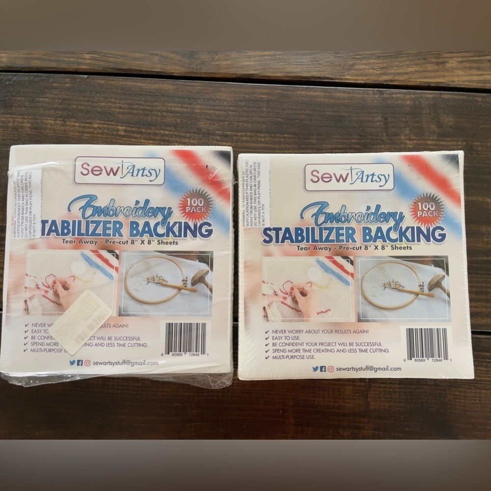 SEW Artsy embroidery stabilizer backing tear away pre-cut 8 x 8 sheets 100 pack